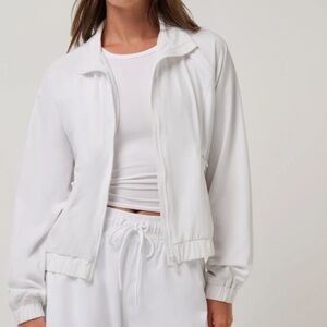White Zip-Up Windbreaker Jacket